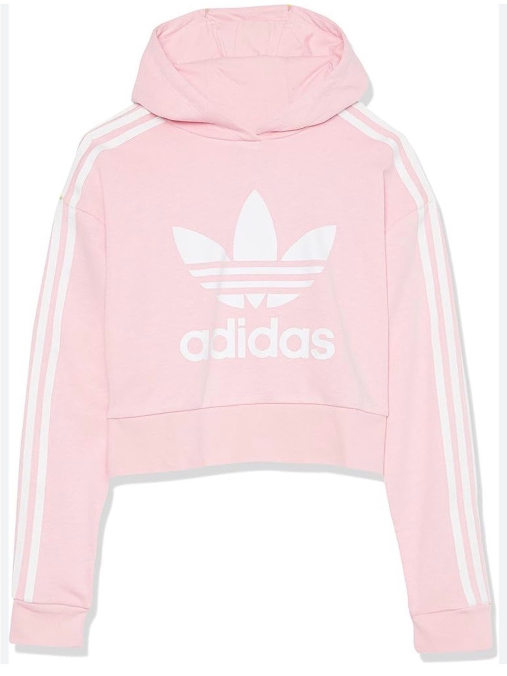 ADIDAS ORIGINALS Kids' Adicolor Cropped Hoodie, True Pink/White, SZ 14-15 ( XL)